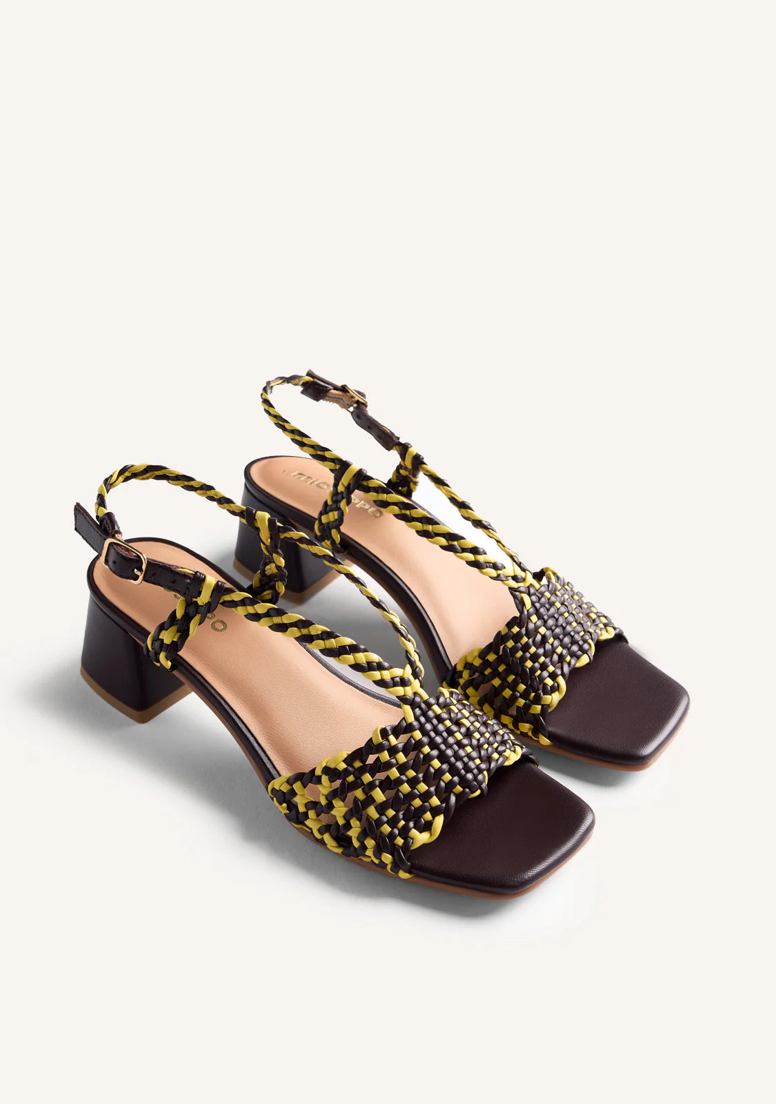 BRAIDED LEATHER HEELED SANDALS BORONGAN