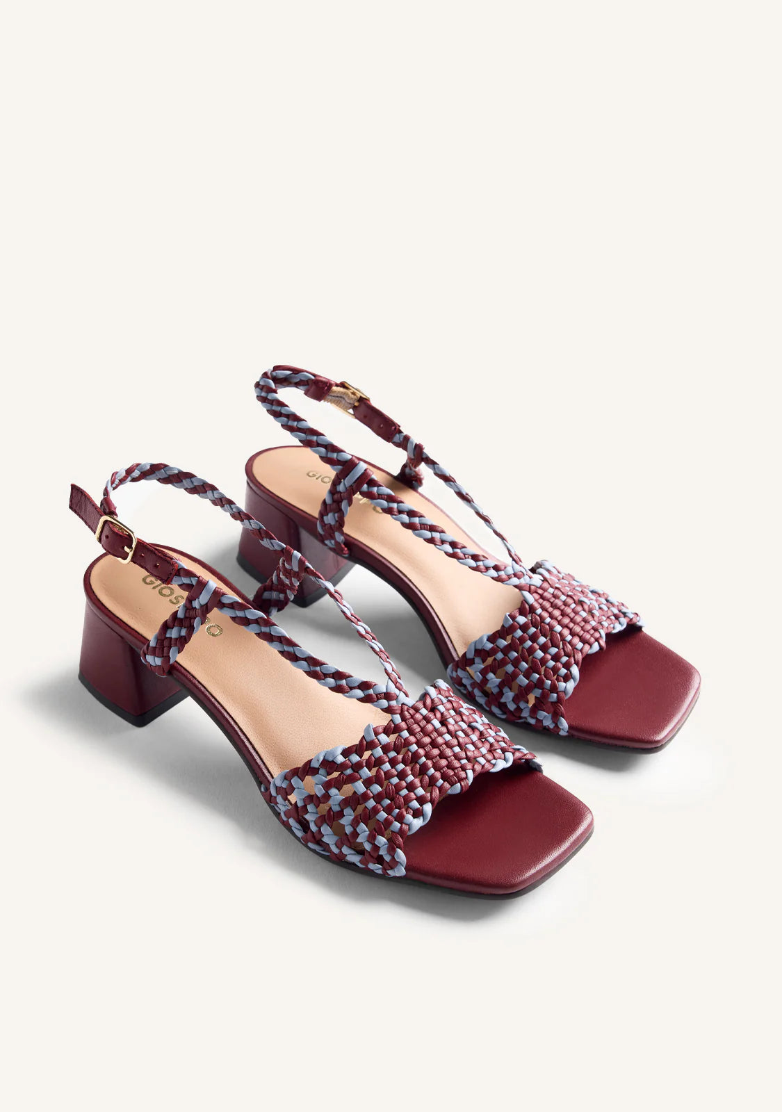 BRAIDED LEATHER HEELED SANDALS BORONGAN