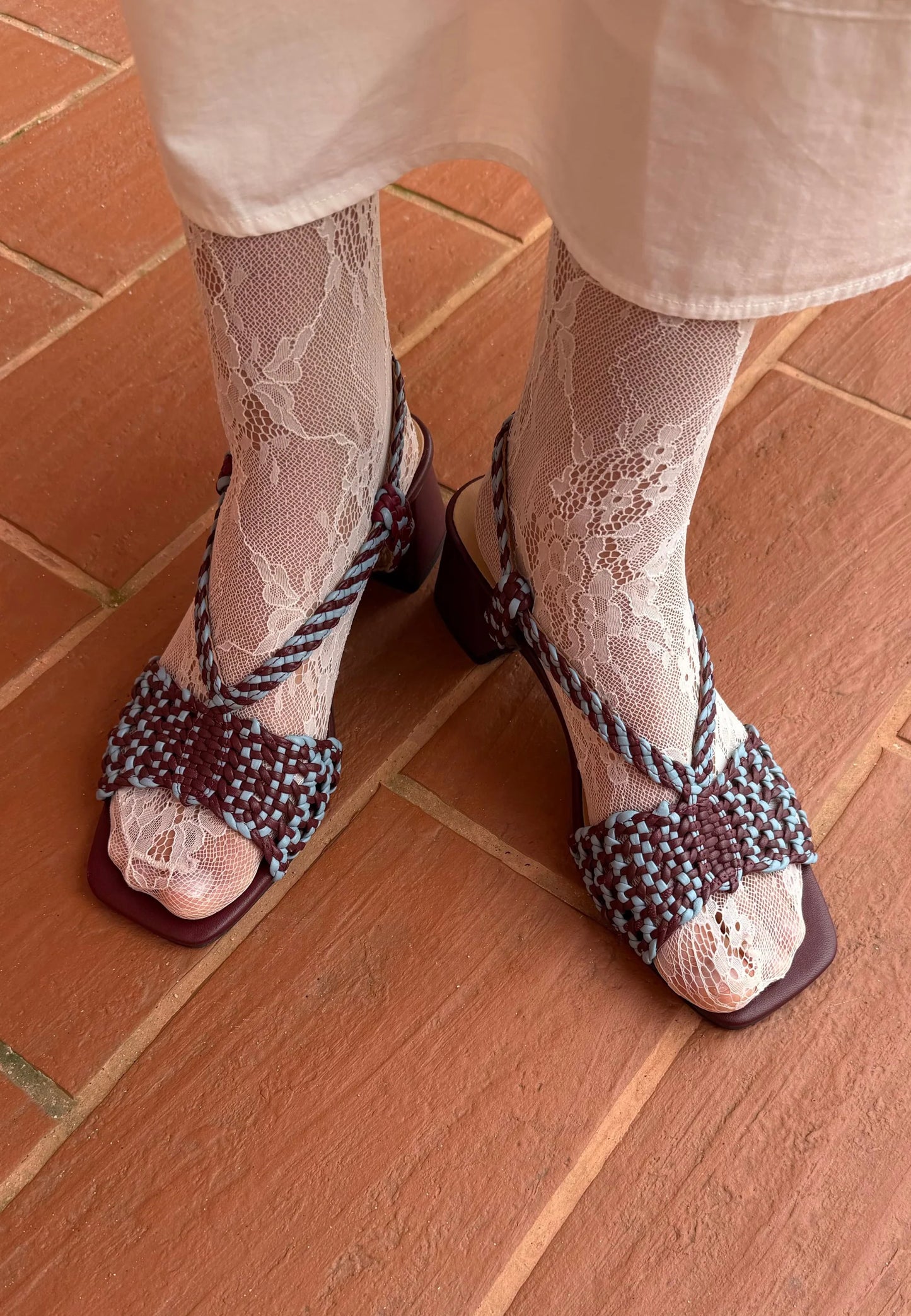 BRAIDED LEATHER HEELED SANDALS BORONGAN
